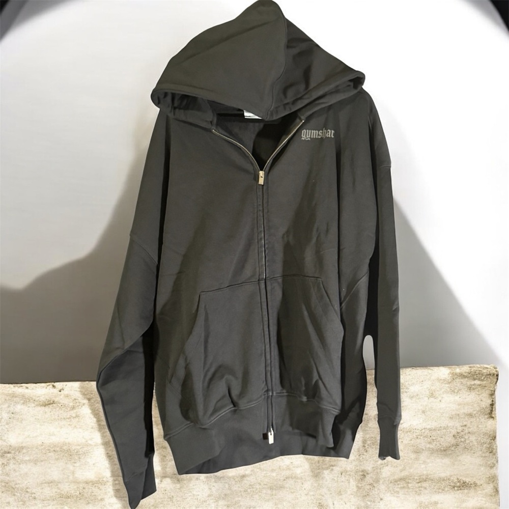 Gymshark Olde English Zip Up Hoodie in Black.